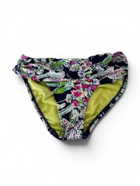 Lilly Pulitzer Navy Floral Fold-Over Bikini Bottom with Lime Lining